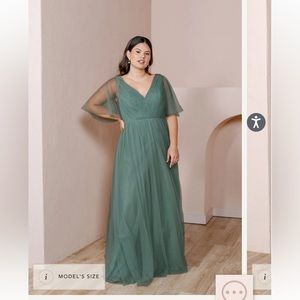 Revelry Thea in Rosemary Tulle Unaltered